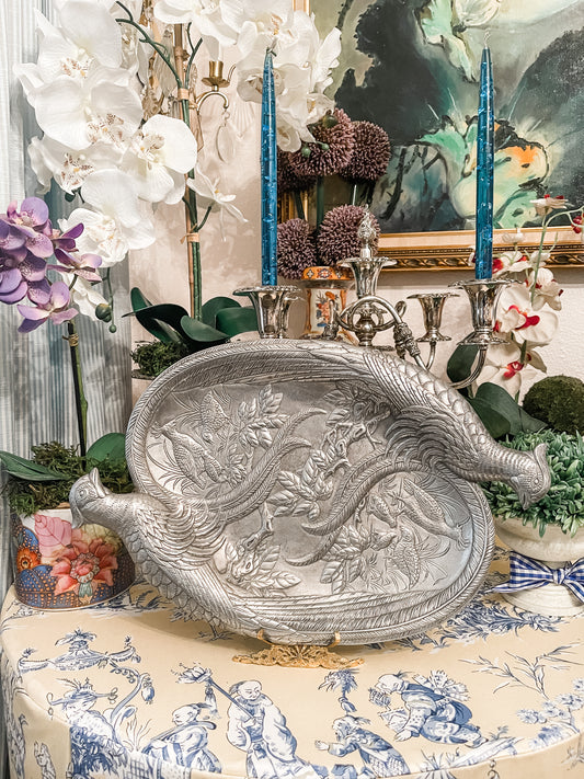 Vintage Arthur Court Platter with Pheasants and Foliage