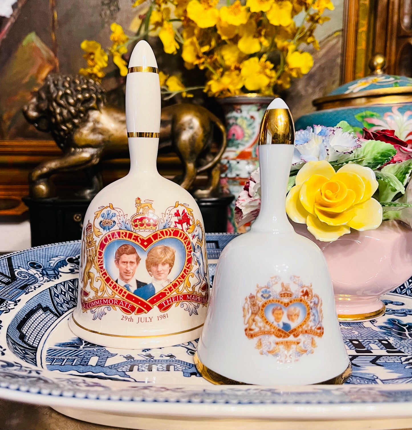 Large Lady Diana and Prince Charles Commemorative Wedding Bell, Vintage, Lovely Condition