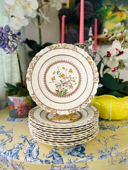 Vintage Copeland Spode Buttercup Dinner Plates, Set of 2