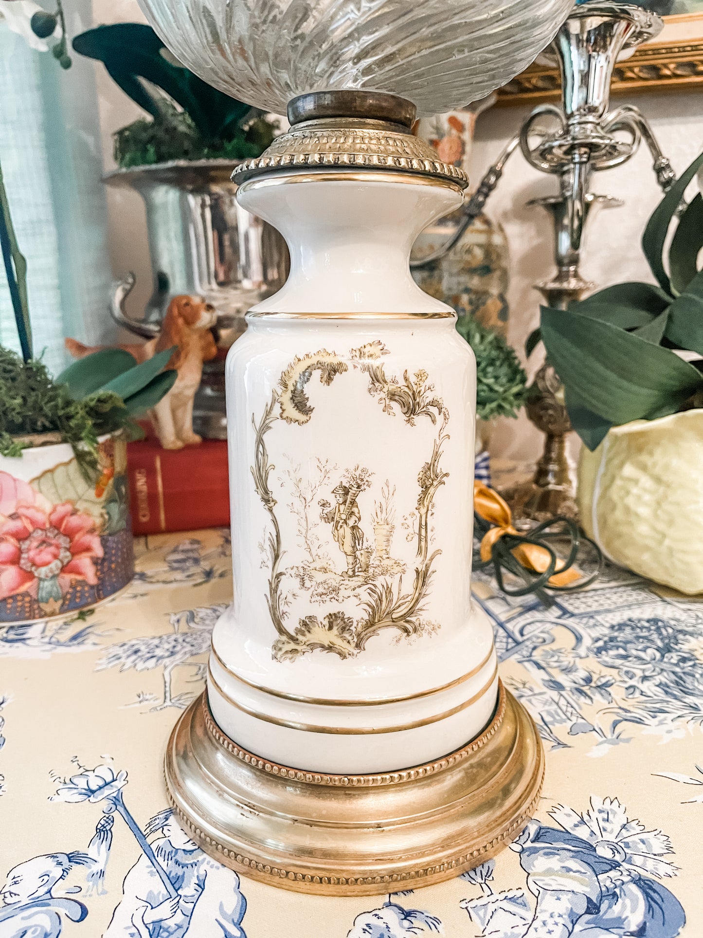 Vintage Chinoiserie Lamp, Hand Painted
