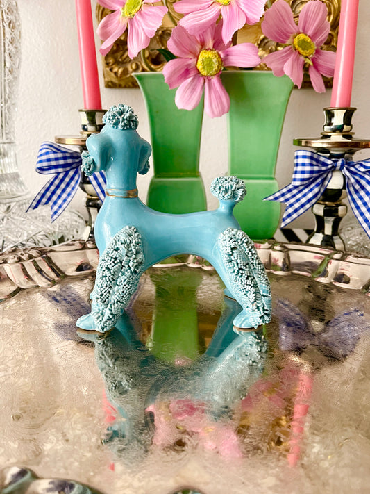 Vintage Blue Spaghetti Poodle, Mid Century Decor