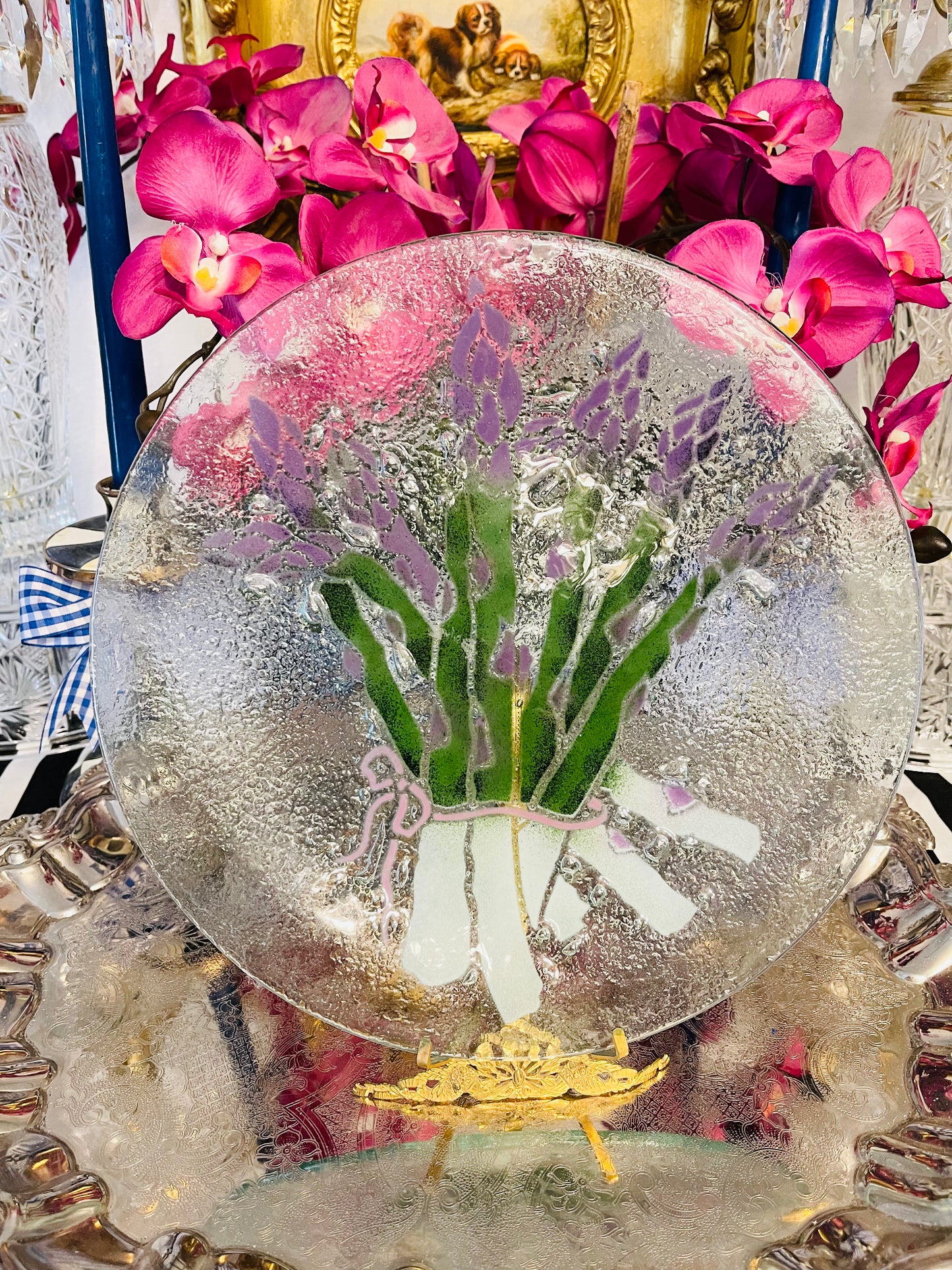 Blown Glass Asparagus Platter -Vintage Serving Tray