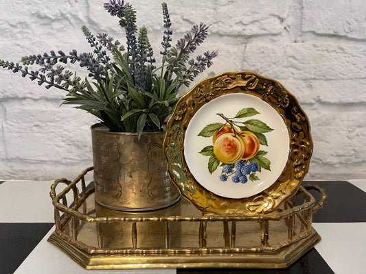 Vintage Peach and Gold Gilt Plate