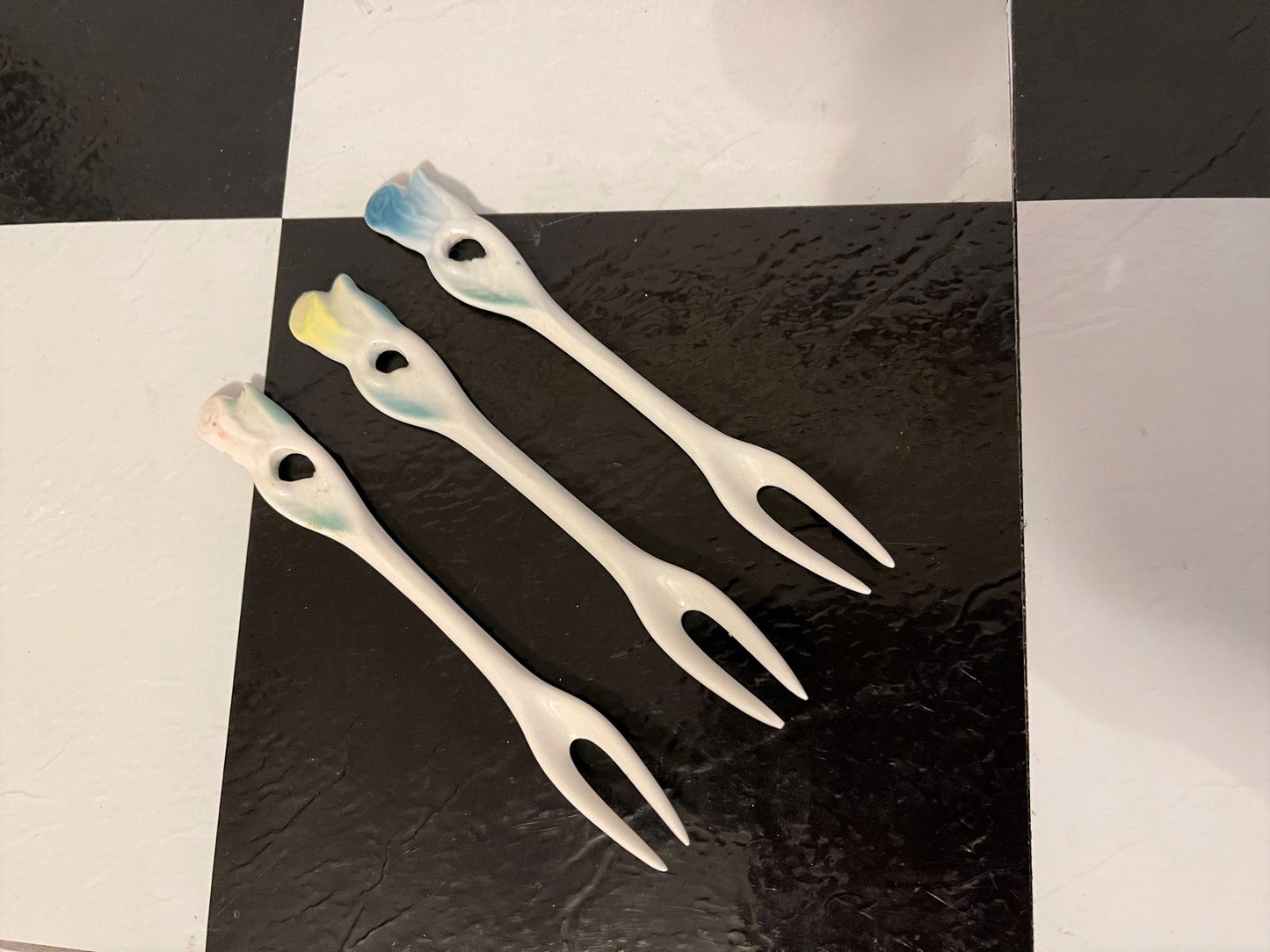 Porcelain Cocktail Forks - Set of 3