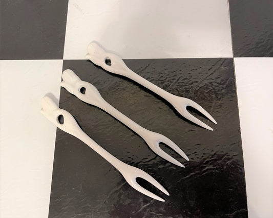 Porcelain Cocktail Forks - Set of 3