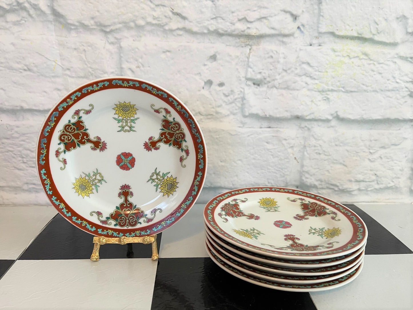 Set of 6 Vintage Chinoiserie Plates